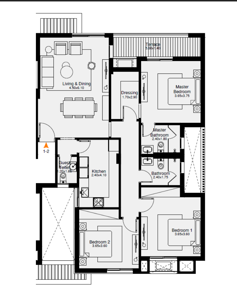 Floor plan for apartment at O West Orascom