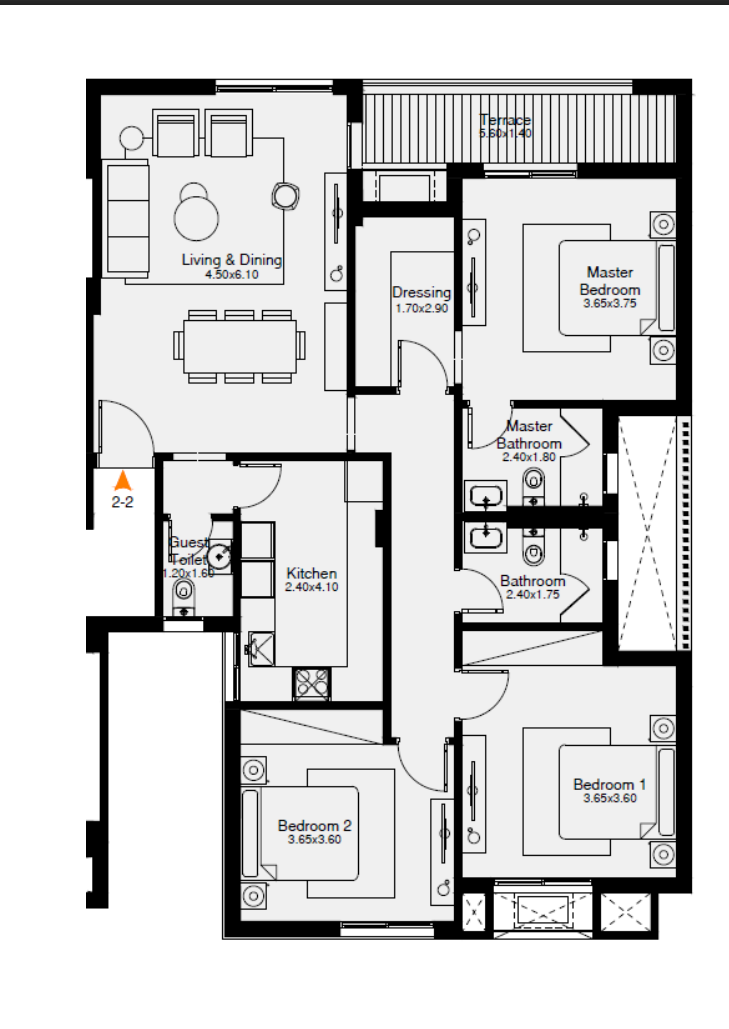 Floor plan for apartment at O West Orascom