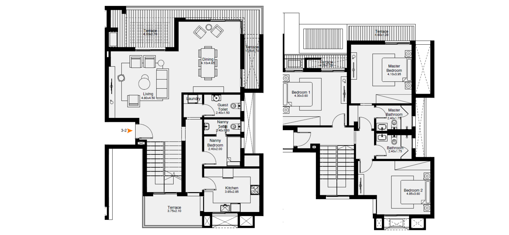 Floor plan for duplex at O West Orascom