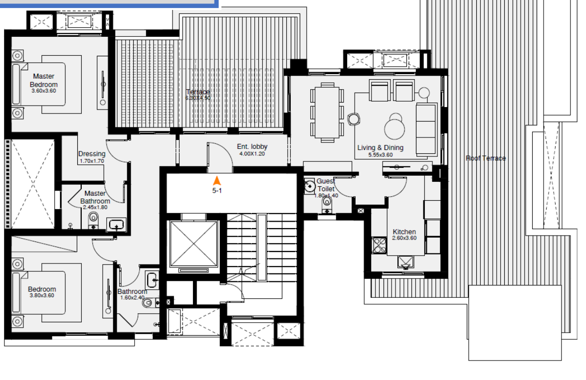 Floor plan for penthouse at O West Orascom