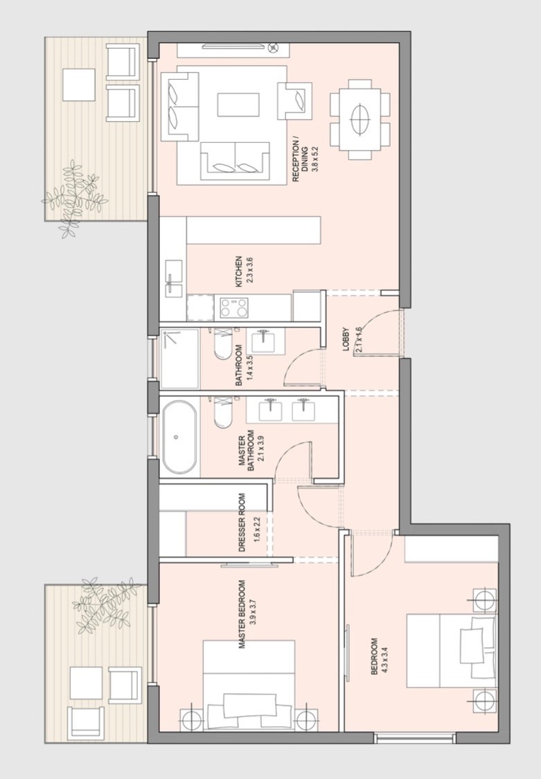 Floor plan for apartment at HAPTown
