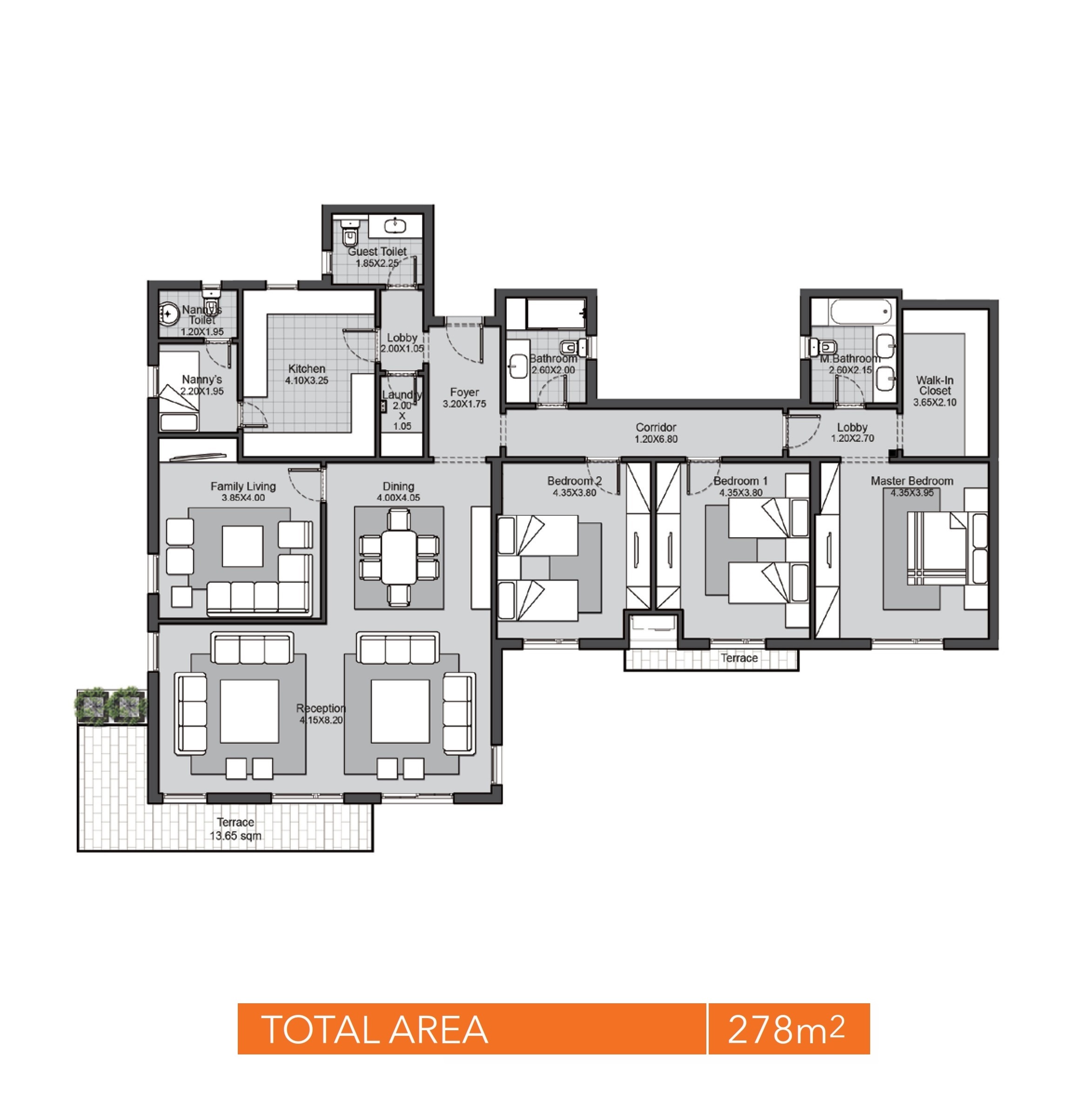 Floor plan for apartment at Eastown Residence