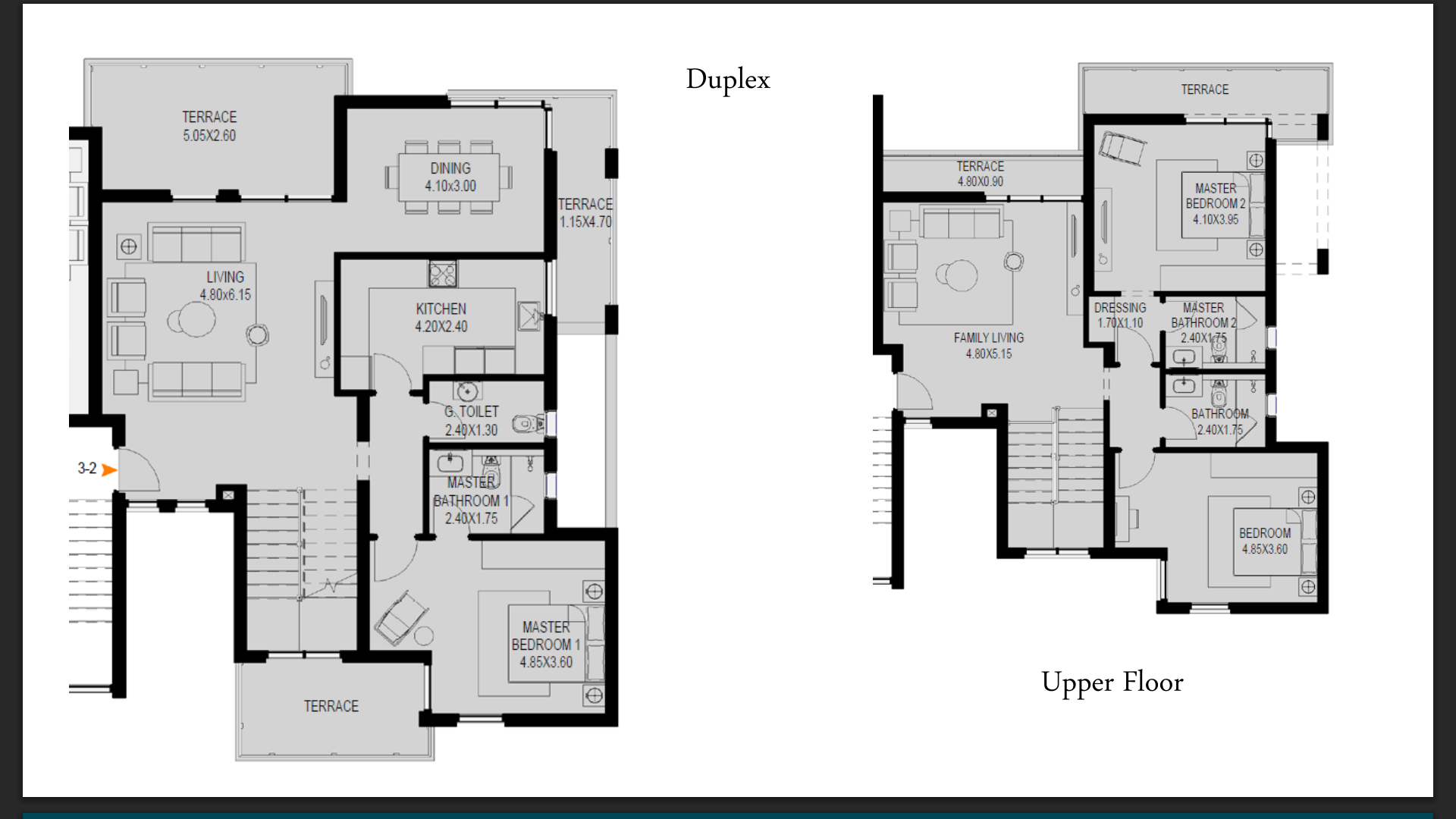 Floor plan for duplex at O West Orascom