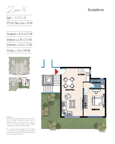 Floor plan for chalet at Bungalows