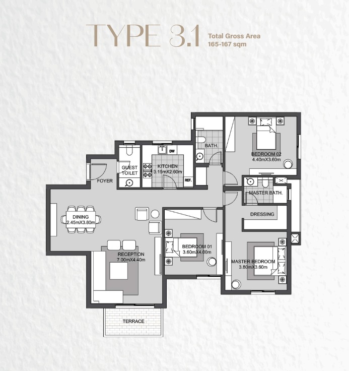 Floor plan for apartment at Oak Residence