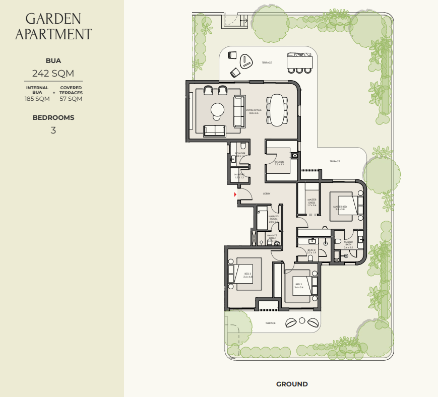 Floor plan for apartment at Crescent Walk