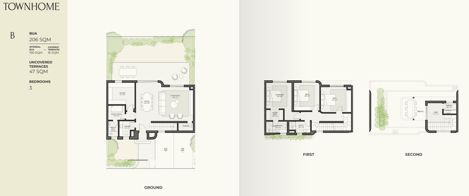 Floor plan for townhouse at Crescent Walk