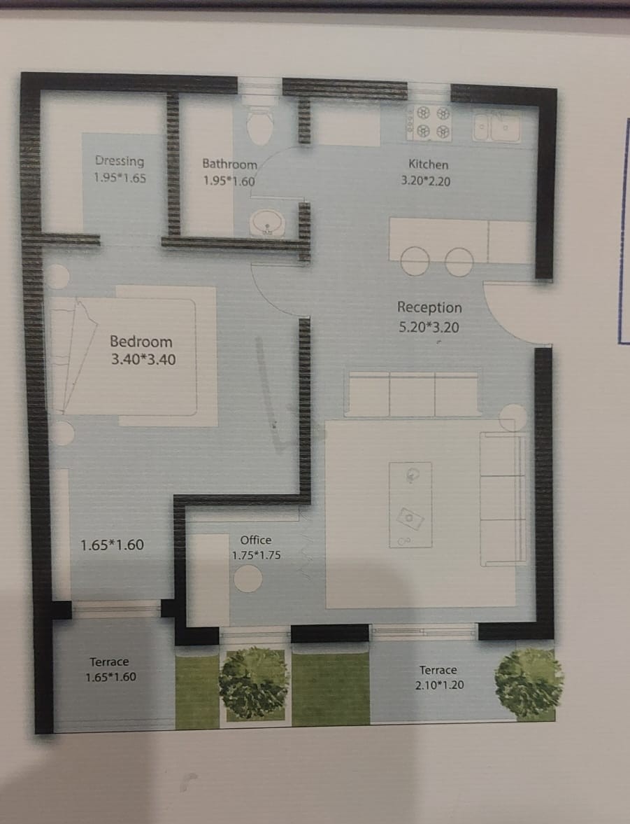 Floor plan for studio at Notion