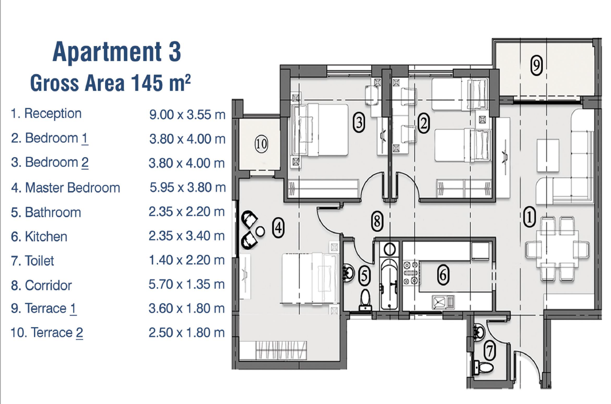 Floor plan for apartment at Ramatan