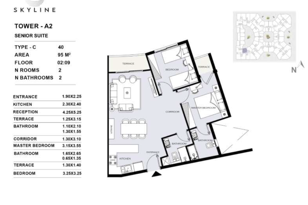 Floor plan for apartment at Skyline