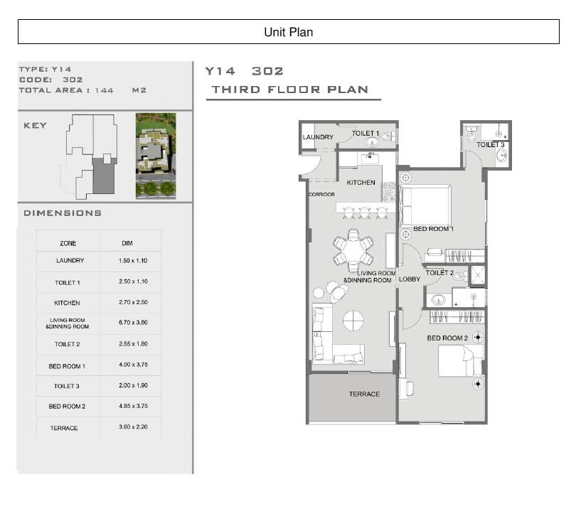 Floor plan for apartment at Yellow Residence