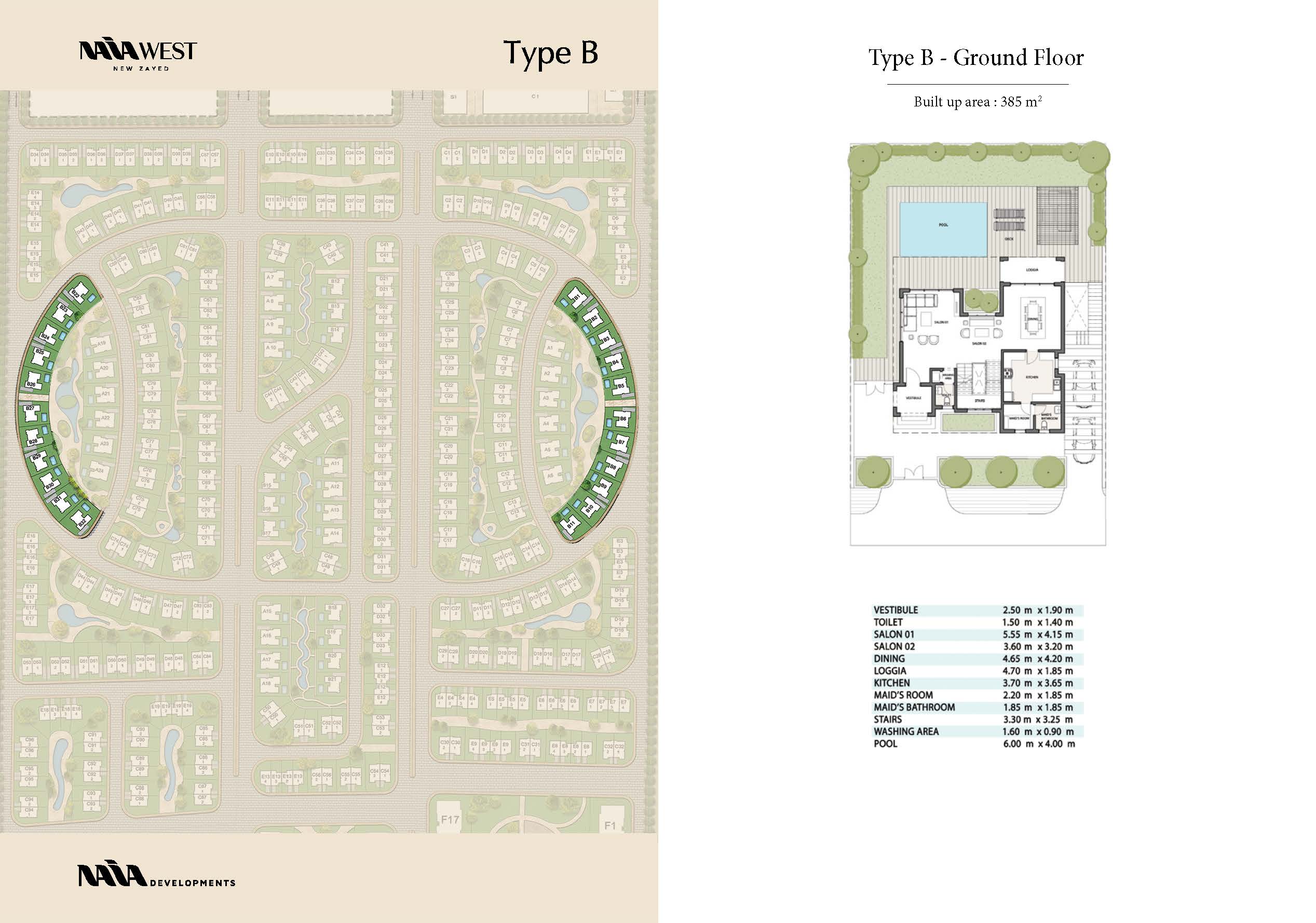 Floor plan for villa at Naia West