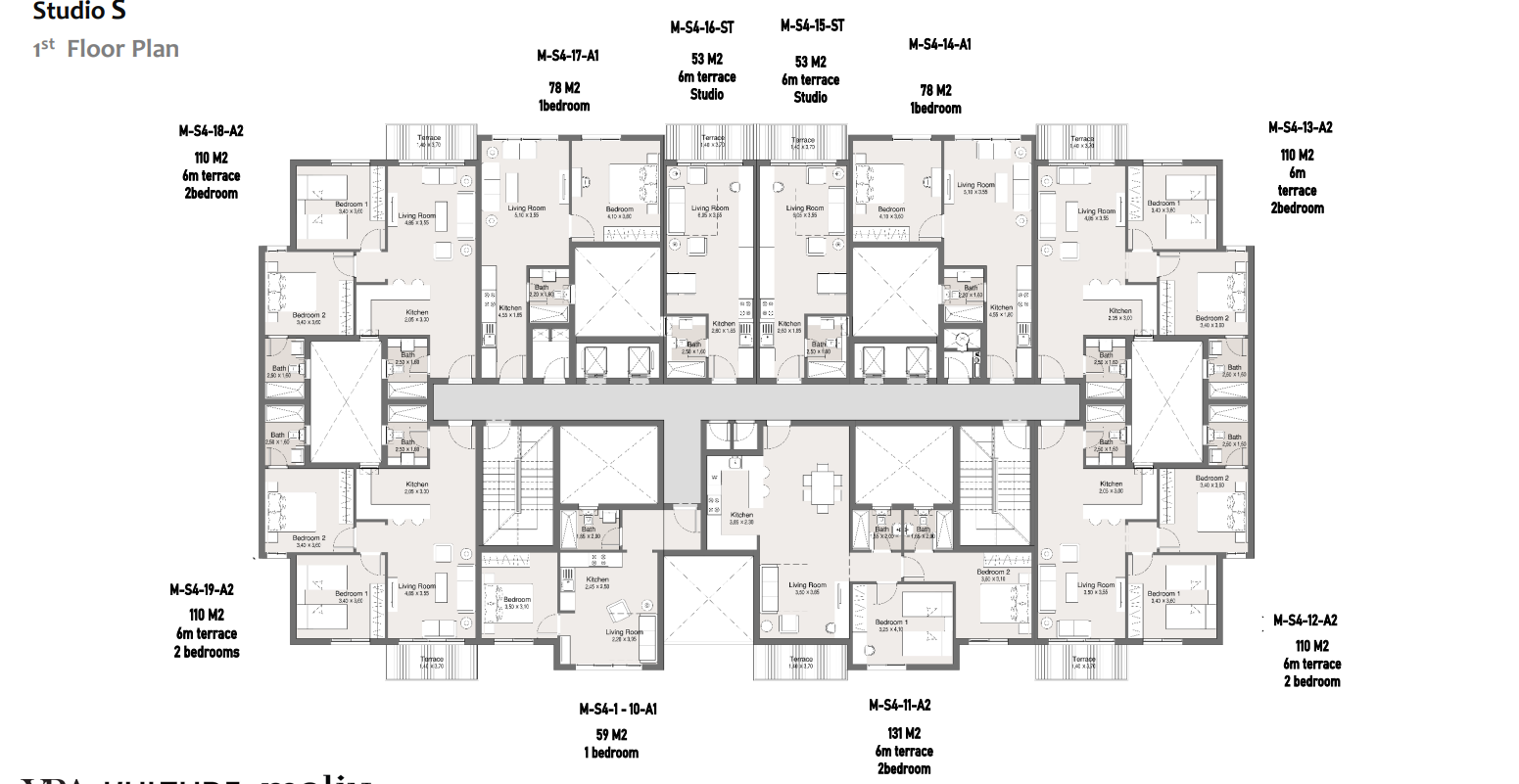 Floor plan for studio at Maliv