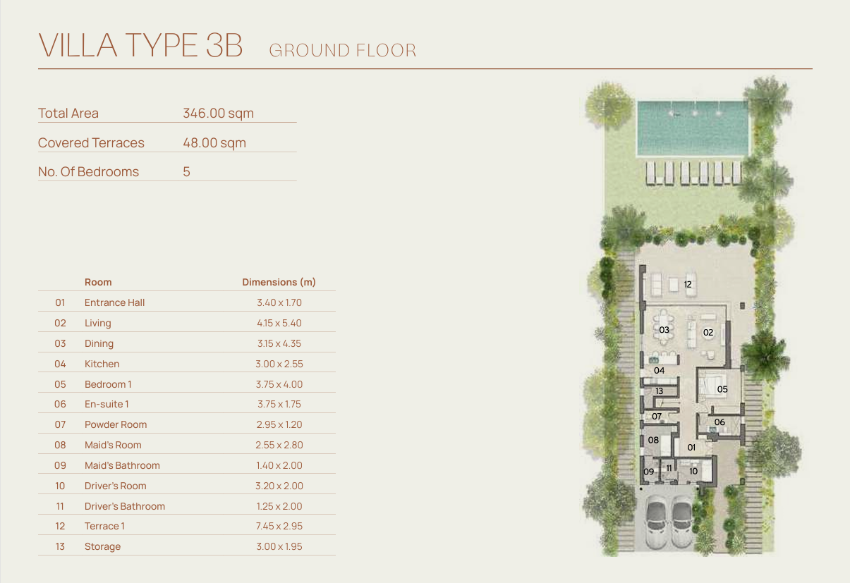 Floor plan for villa at Silversands