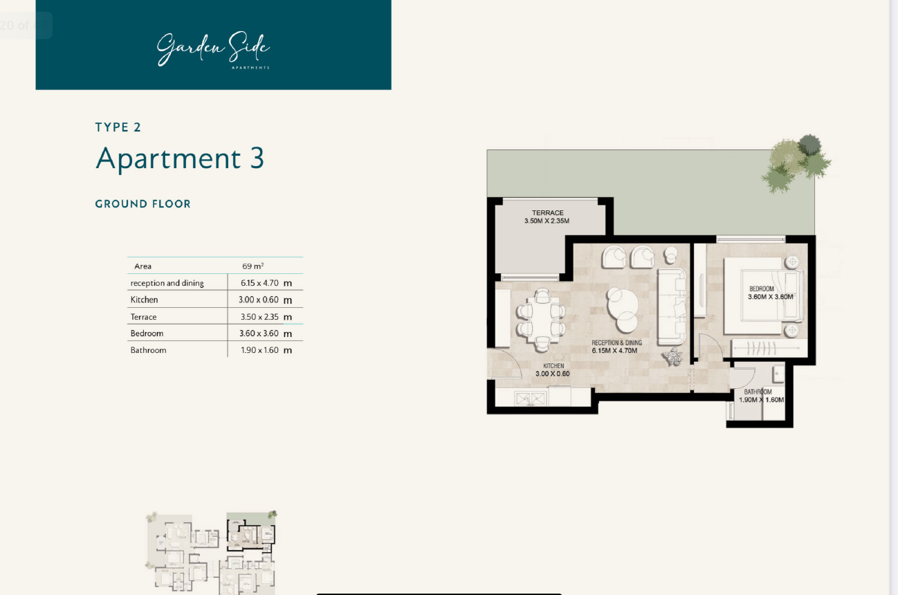 Floor plan for apartment at Garden Lakes