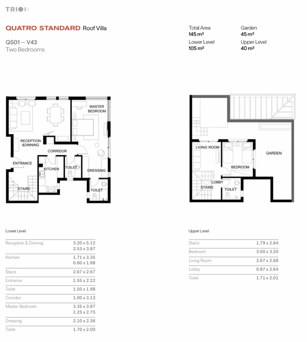 Floor plan for penthouse at Trio