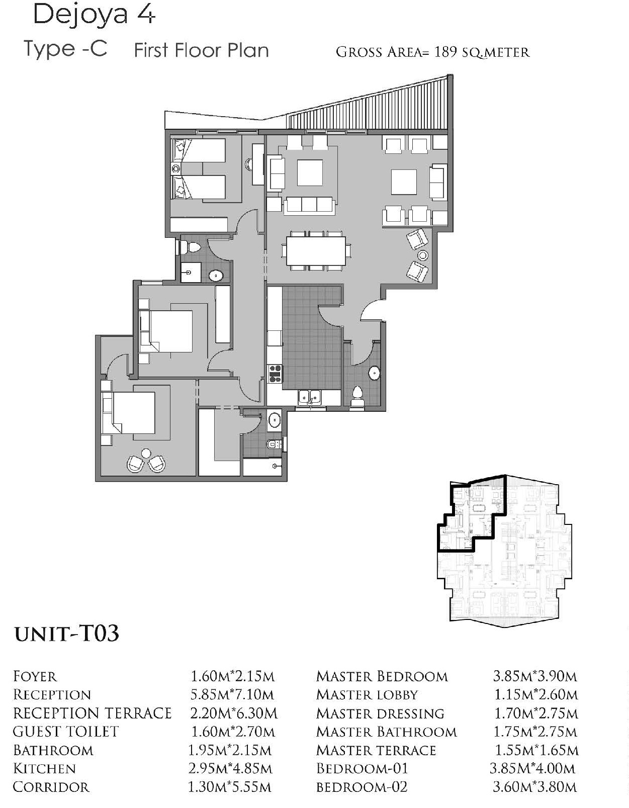 Floor plan for apartment at De Joya 4