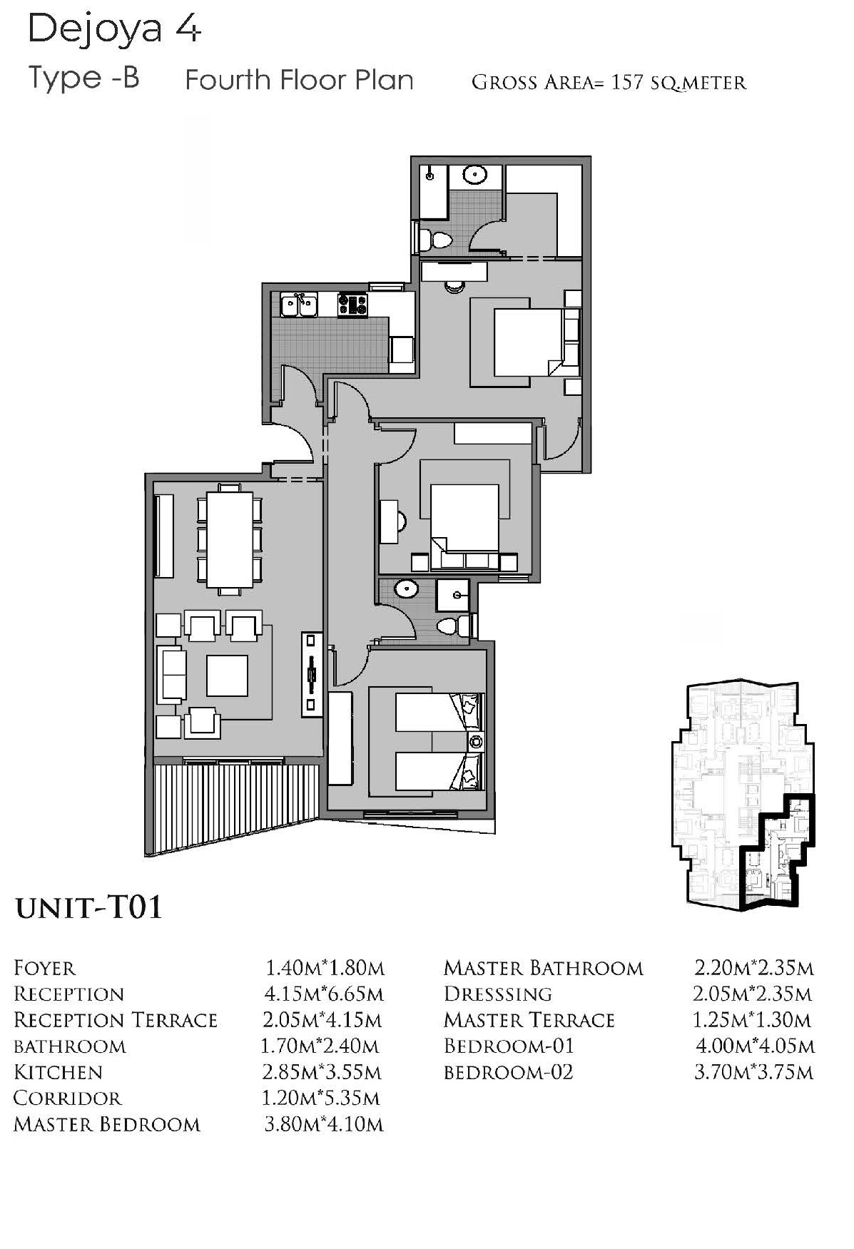 Floor plan for apartment at De Joya 4