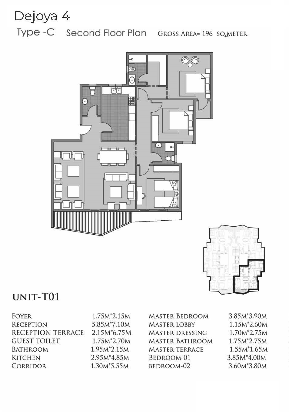 Floor plan for apartment at De Joya 4