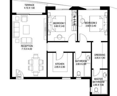 Floor plan for apartment at Taj City