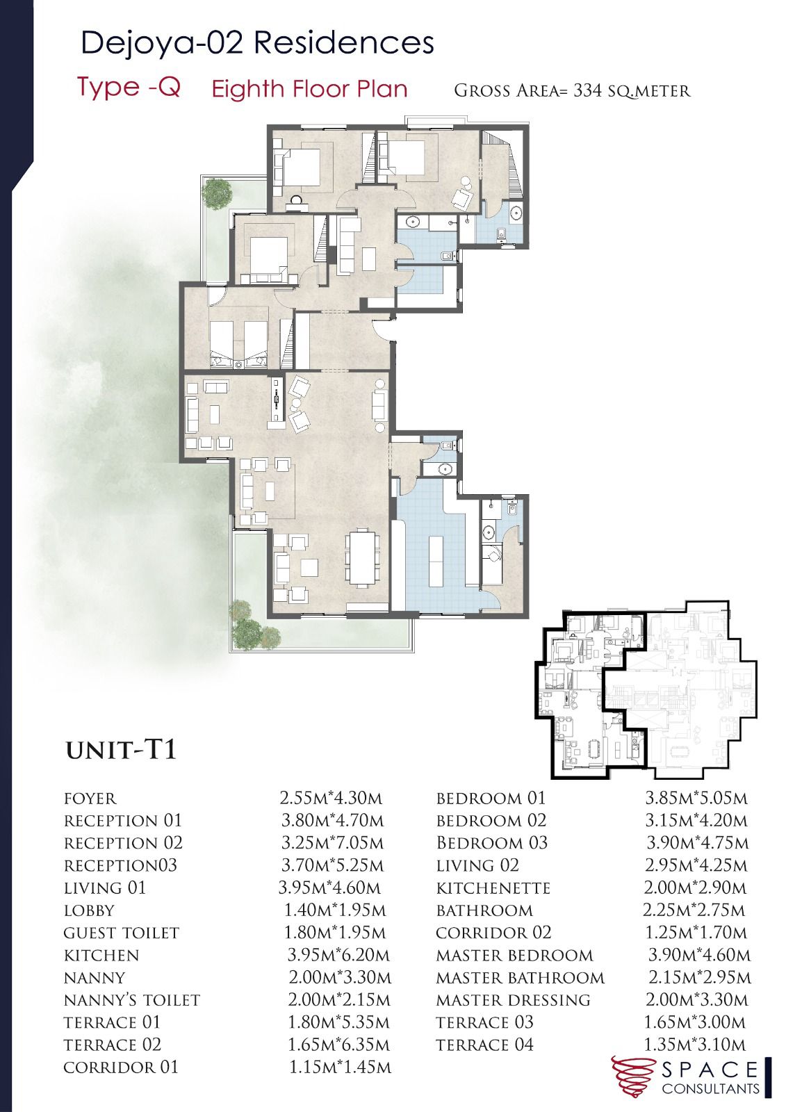 Floor plan for duplex at De Joya 2