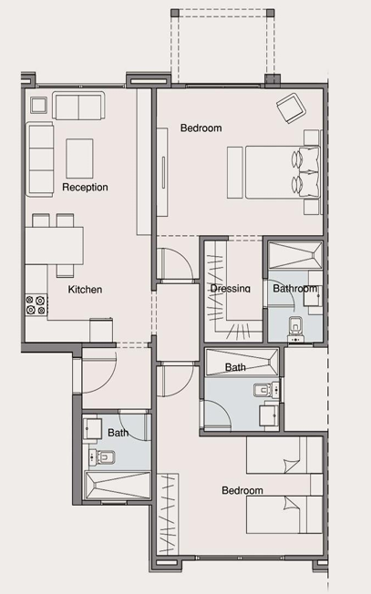 Floor plan for chalet at Telal Sokhna