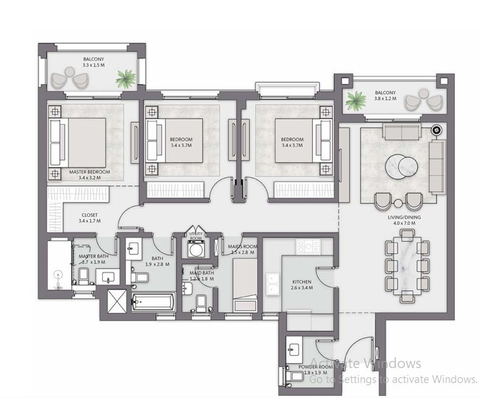 Floor plan for apartment at Belle Vie