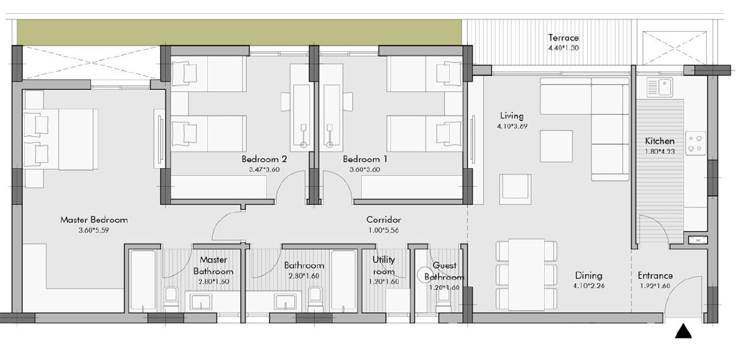 Floor plan for apartment at Al Burouj