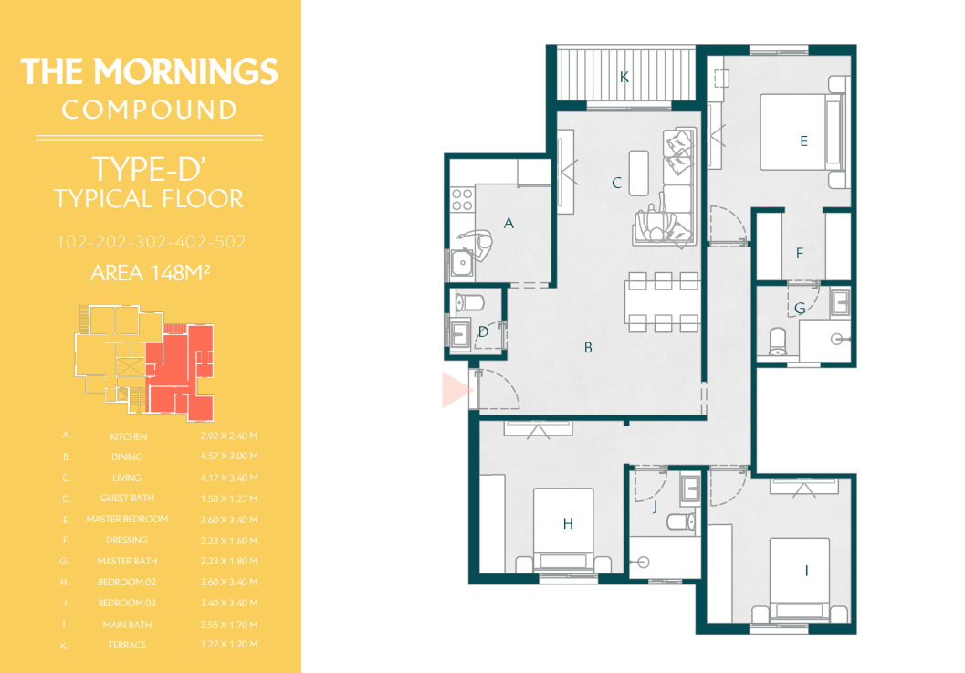 Floor plan for apartment at The Mornings