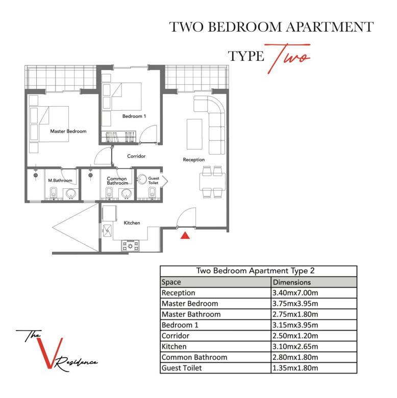 Floor plan for apartment at Villagio