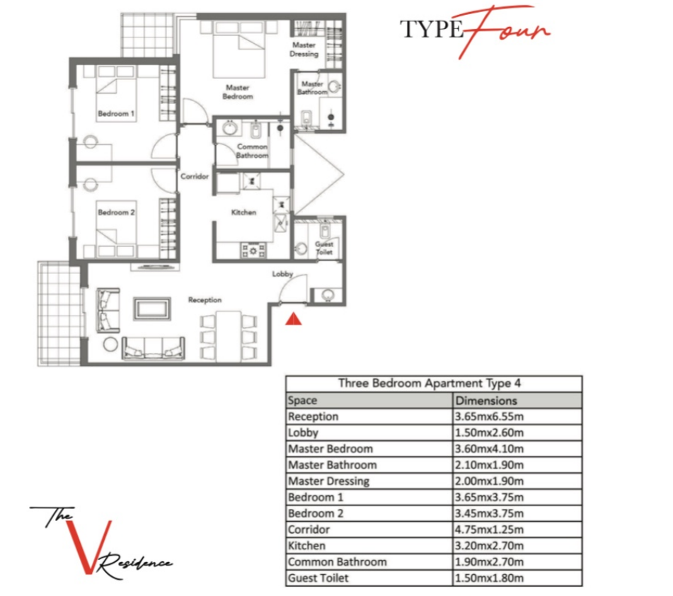 Floor plan for apartment at Villagio