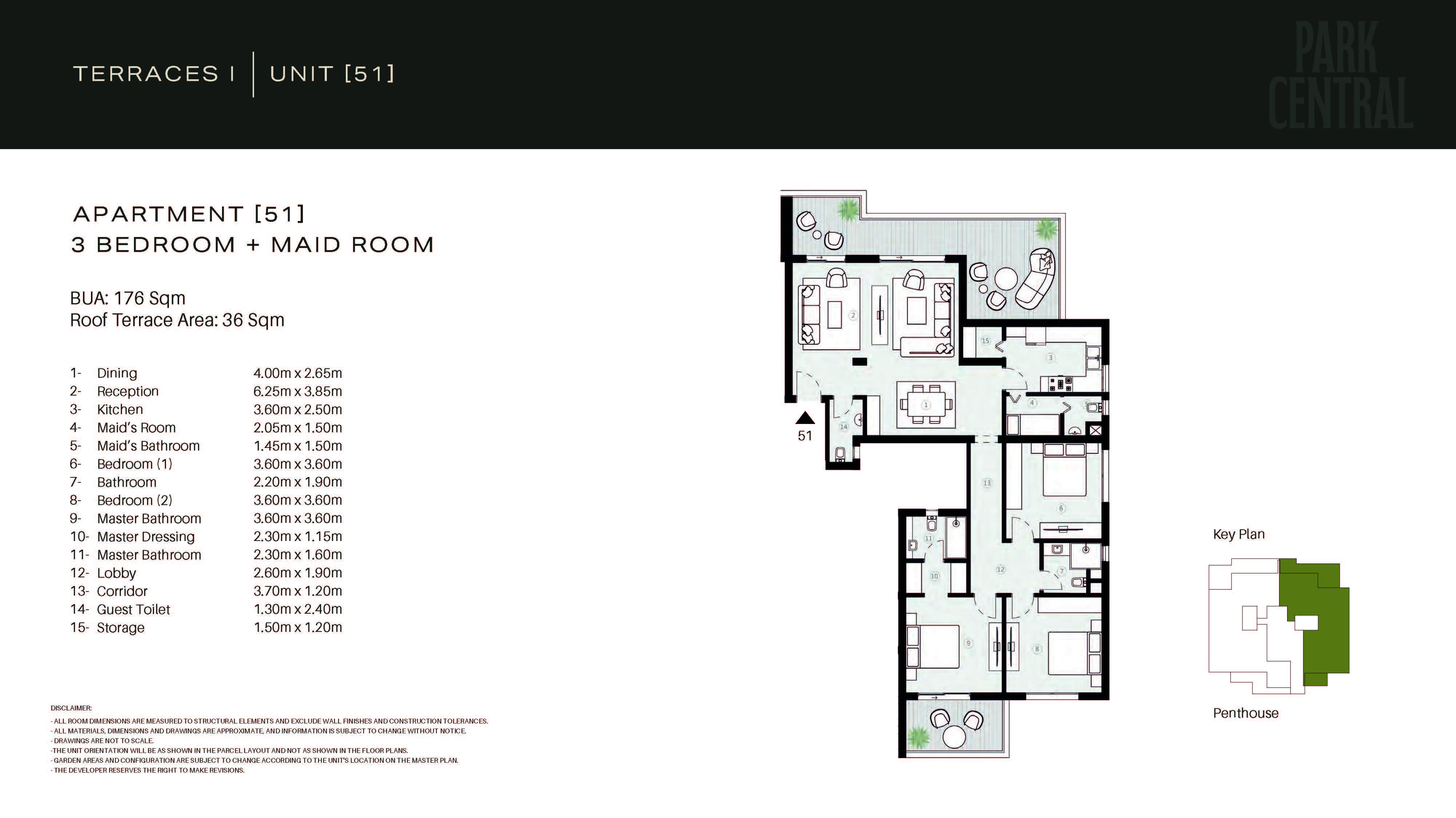 Floor plan for apartment at Park Central