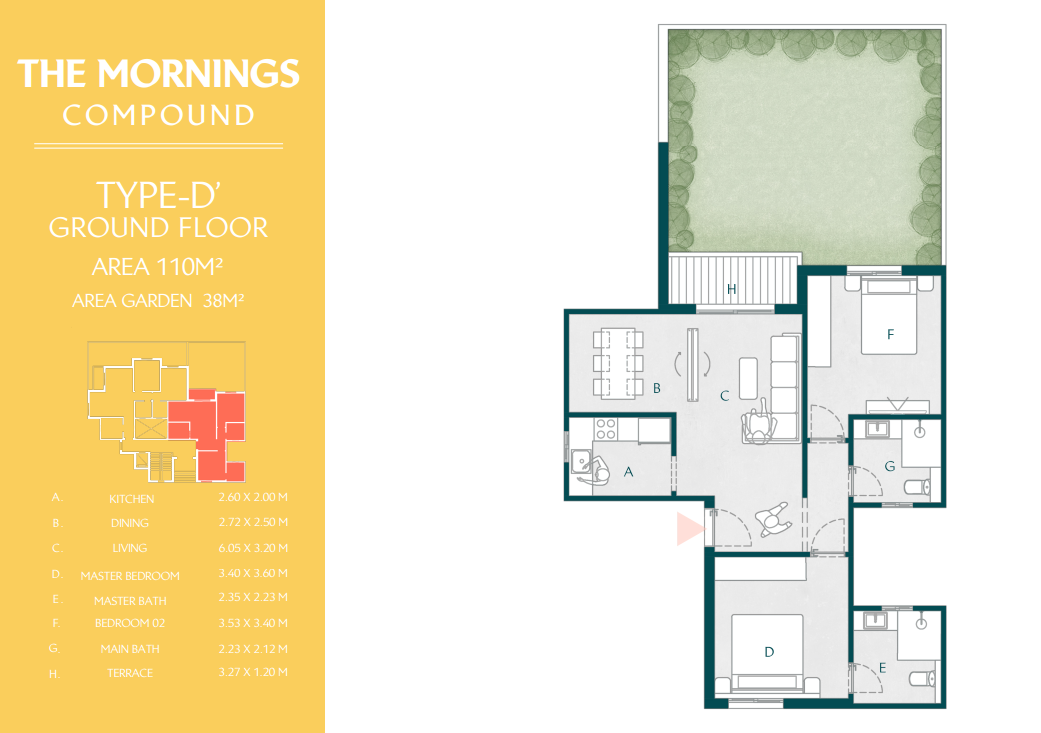 Floor plan for apartment at The Mornings