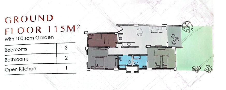 Floor plan for chalet at Lasirena Palm Beach