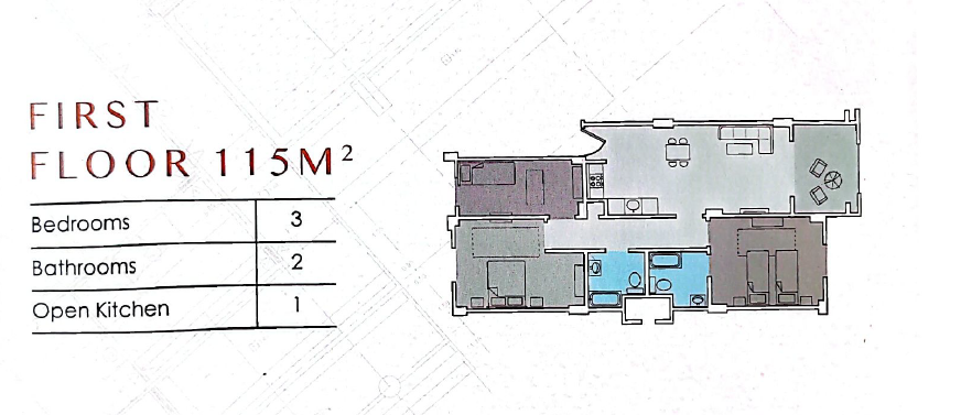Floor plan for chalet at Lasirena Palm Beach