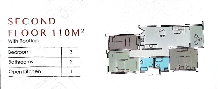 Floor plan for chalet at Lasirena Palm Beach