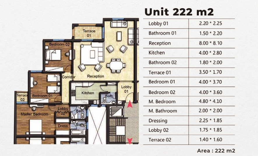 Floor plan for apartment at OIA Compound