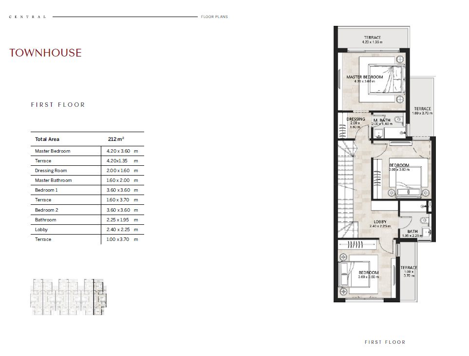 Floor plan for townhouse at Hyde Park Central