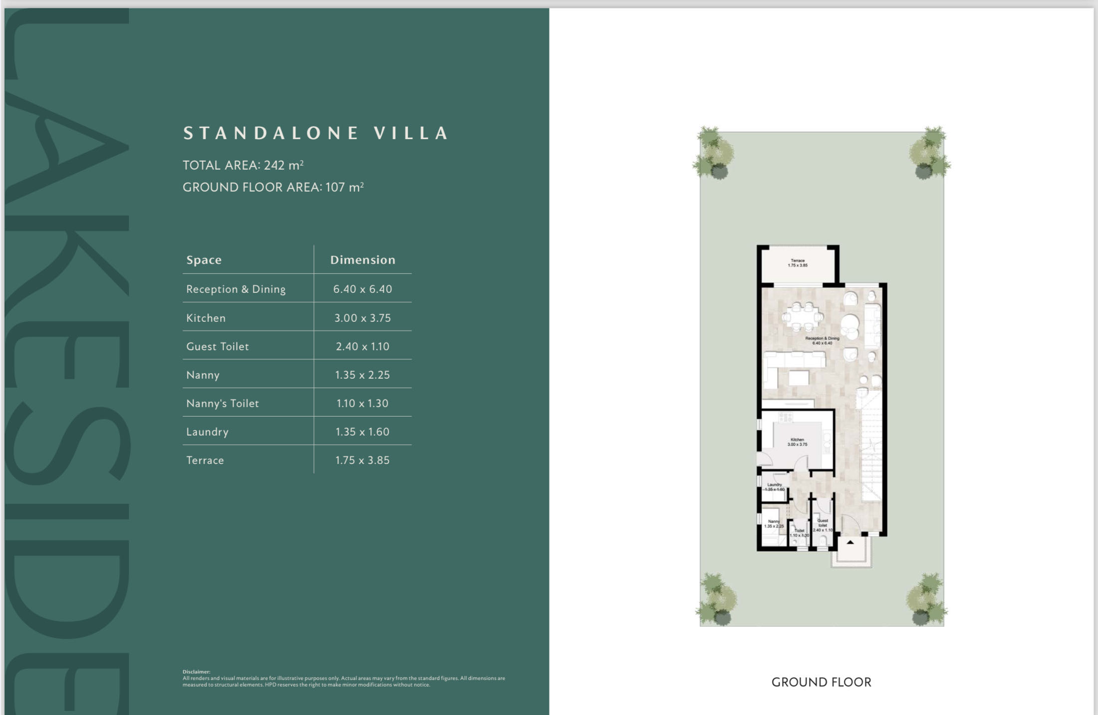 Floor plan for villa at Garden Lakes