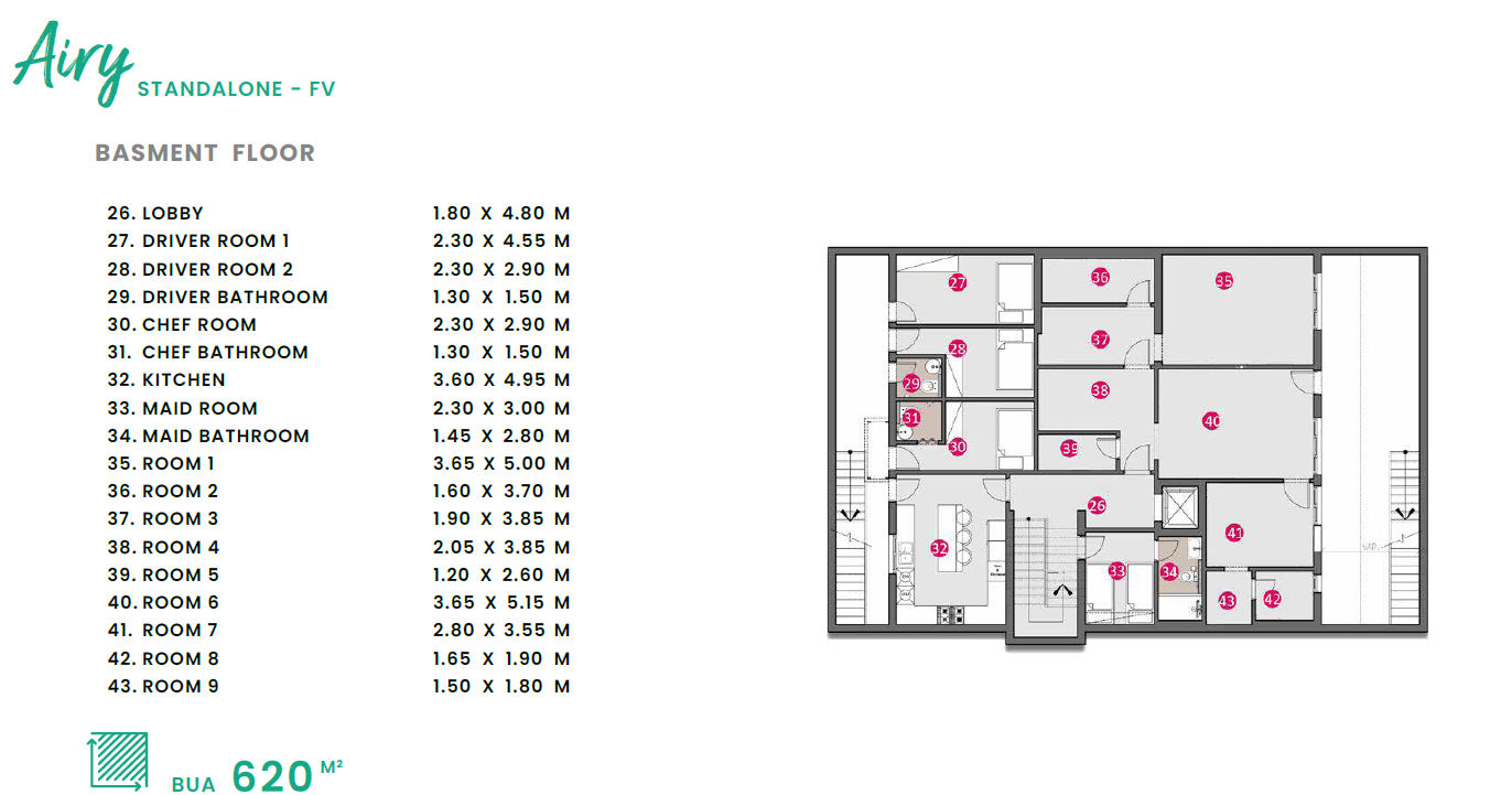 Floor plan for villa at Airy