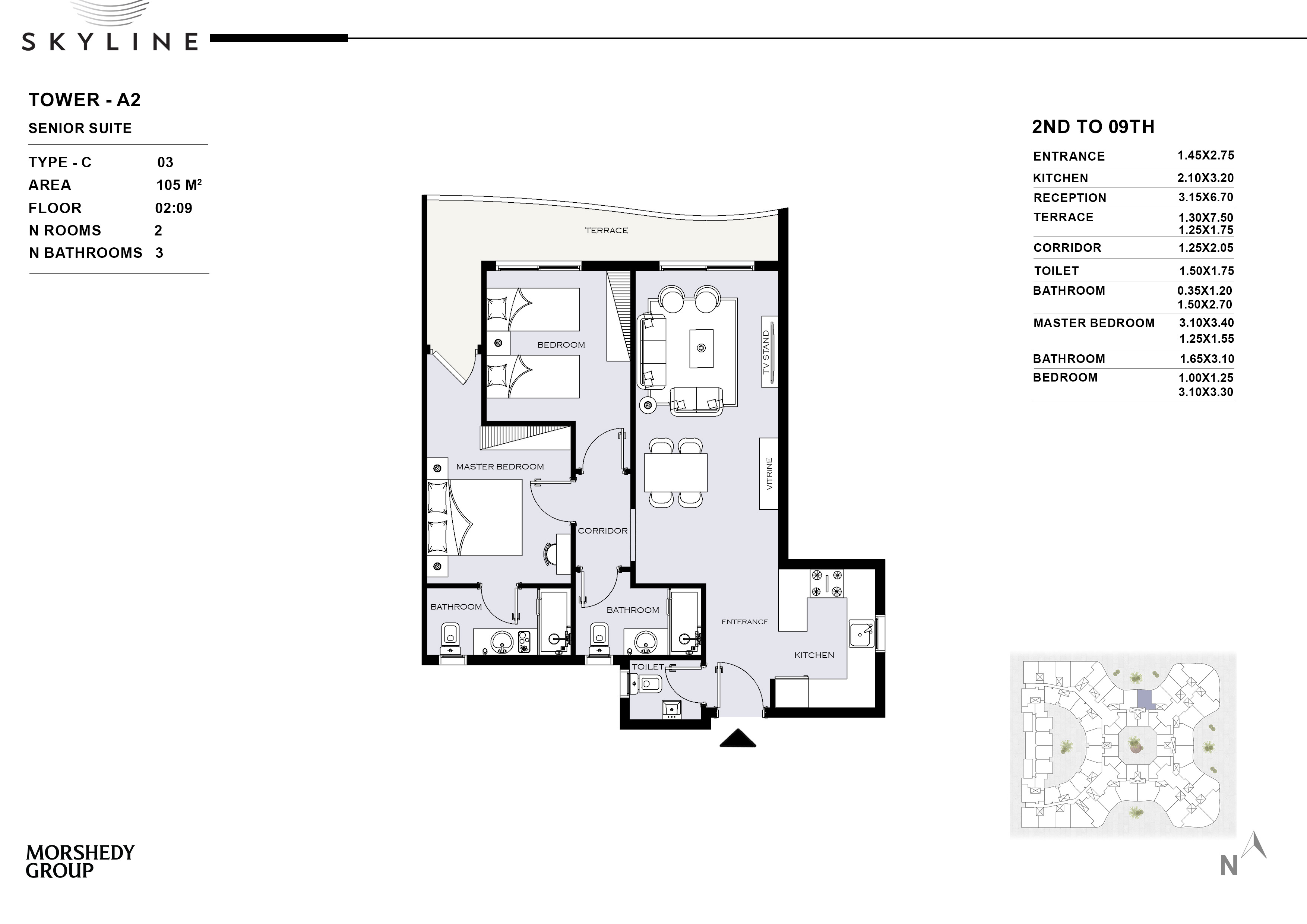 Floor plan for apartment at Skyline