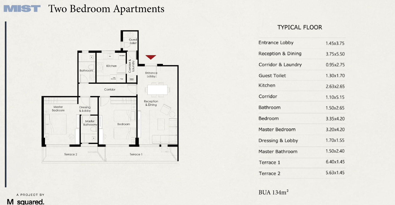 Floor plan for apartment at Mist