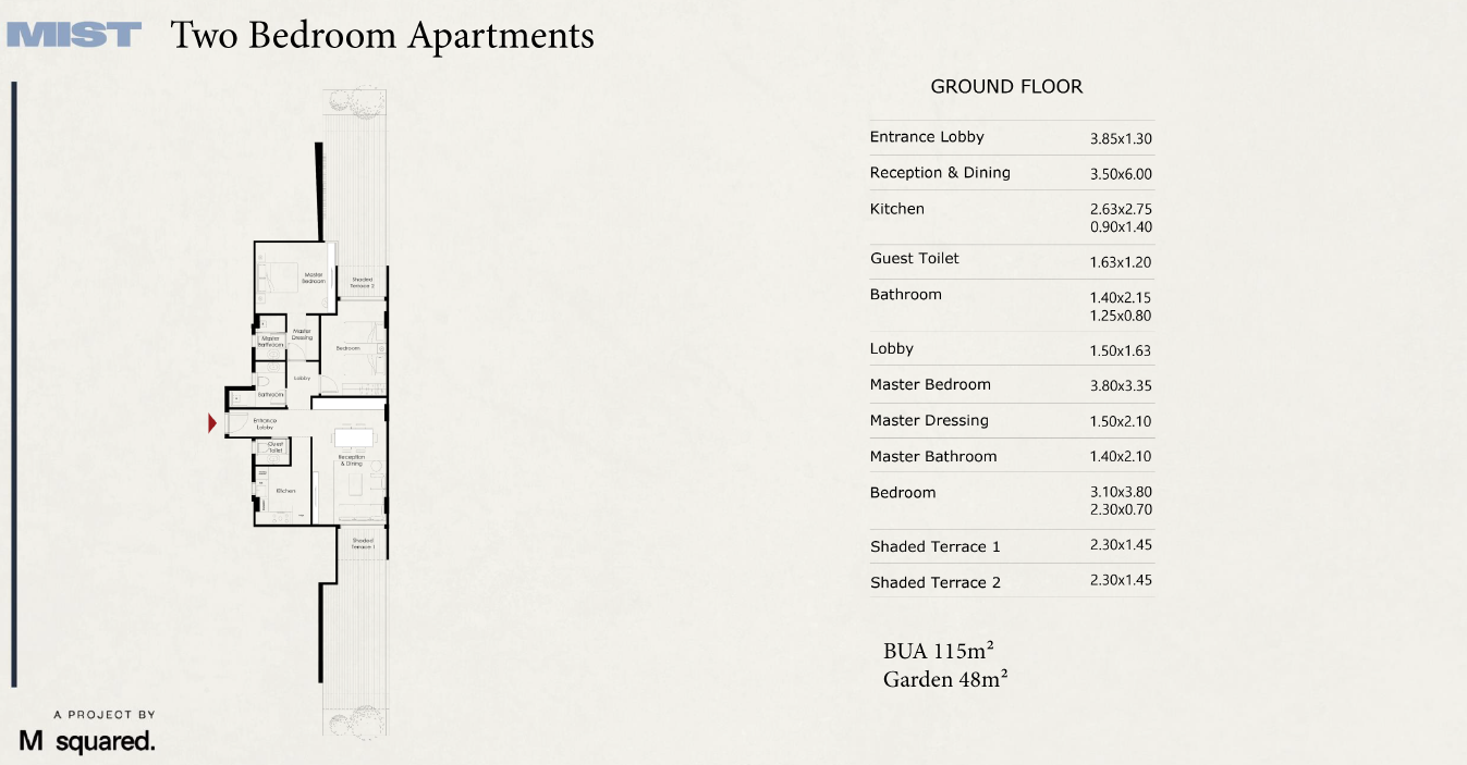 Floor plan for apartment at Mist