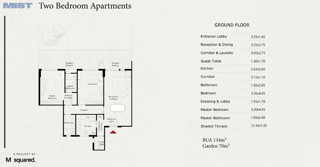 Floor plan for apartment at Mist