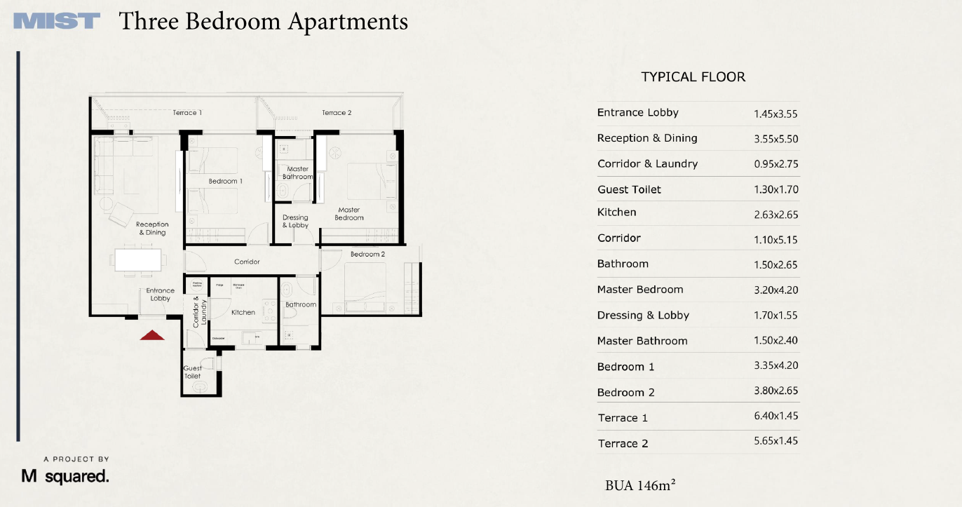 Floor plan for apartment at Mist