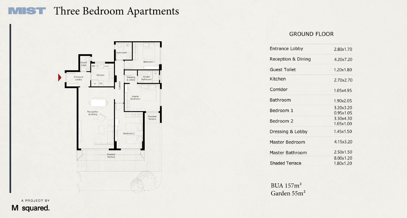 Floor plan for apartment at Mist