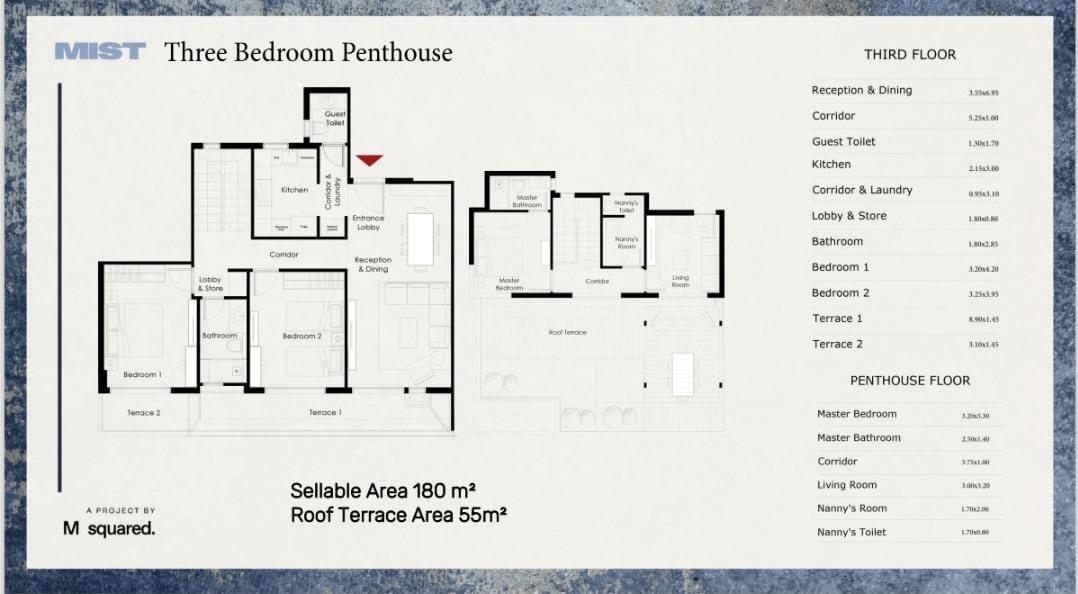 Floor plan for penthouse at Mist