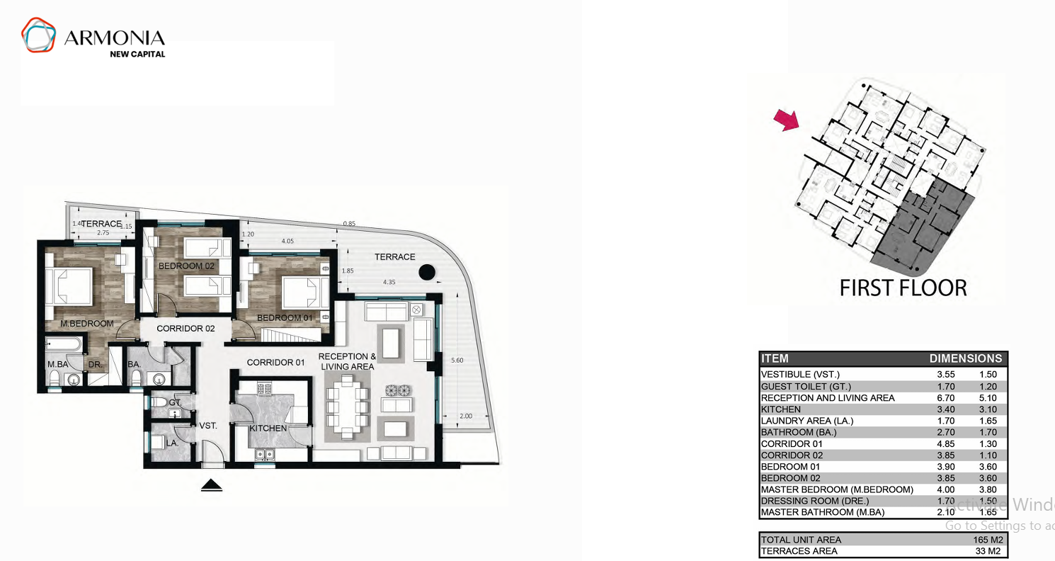 Floor plan for apartment at Armonia
