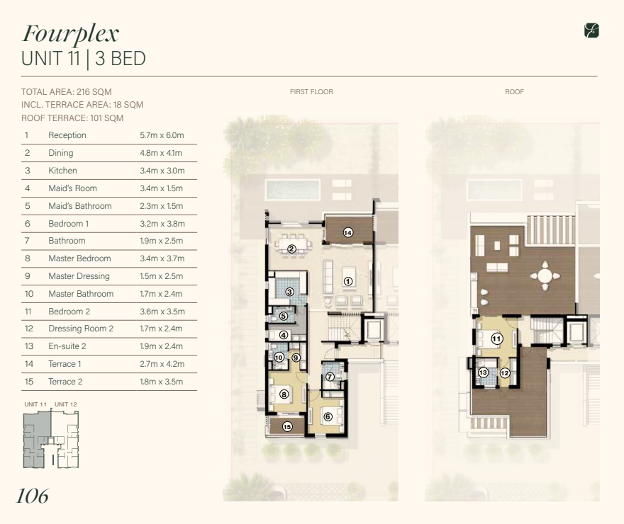 Floor plan for penthouse at The Emerald Collection - Zed East
