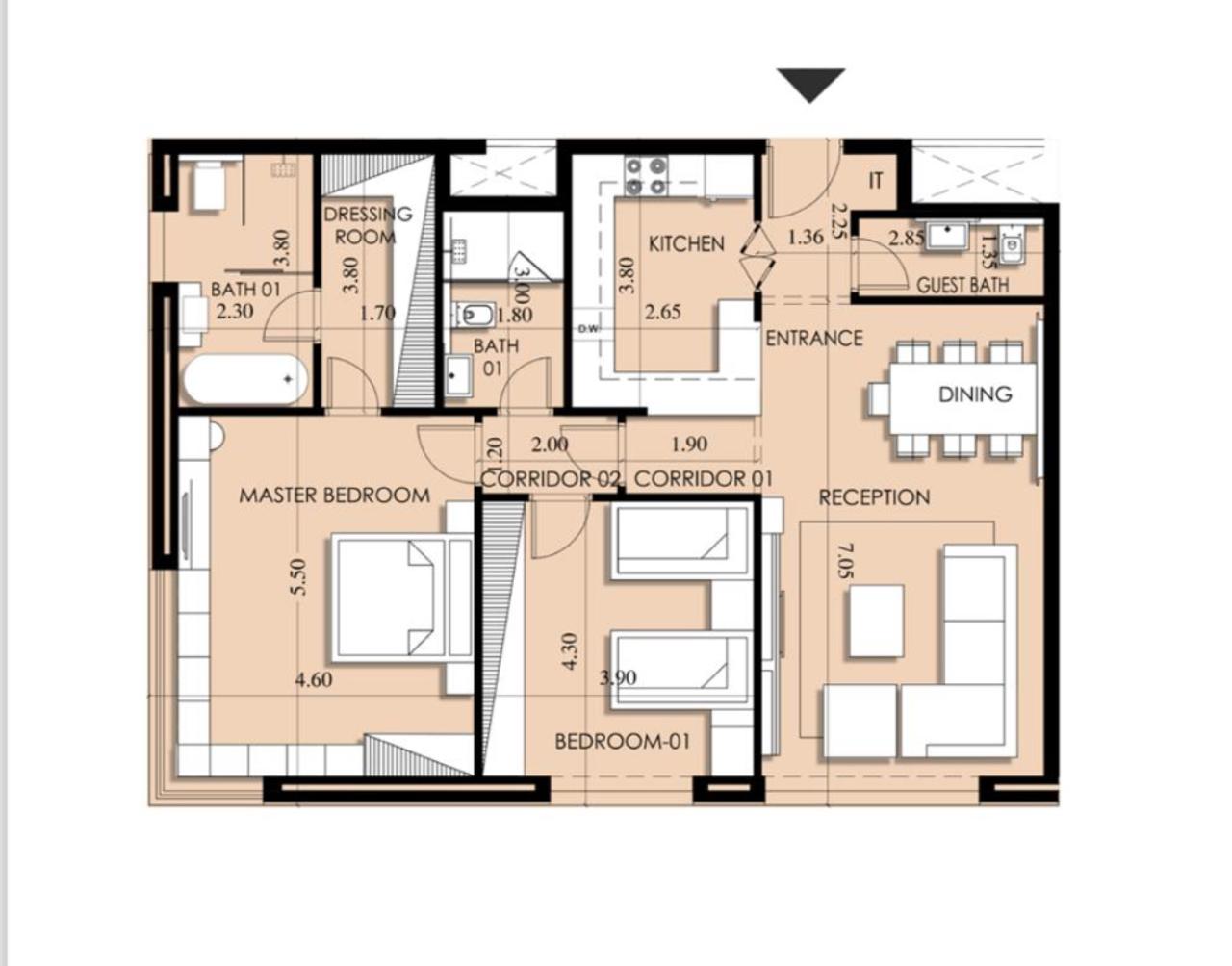 Floor plan for apartment at 205 Arkan Palm
